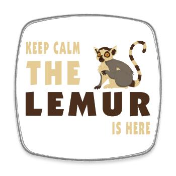 Keep Calm Lemur is here / Geschenk - Viereckiger Kühlschrankmagnet - Weiß - Vorne