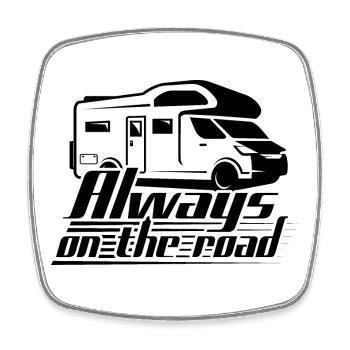 Always On The Road - Camper - Viereckiger Kühlschrankmagnet - Weiß - Vorne