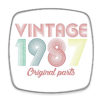 Pièces originales vintage 1987 - Magnet carré - blanc - Devant