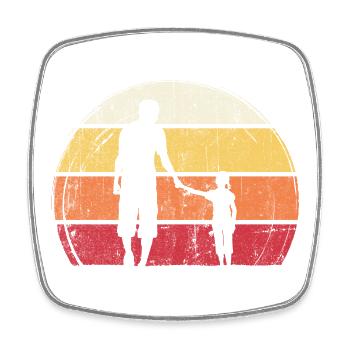 Sunset Silhouette: Father and Child - Square fridge magnet - white - Front