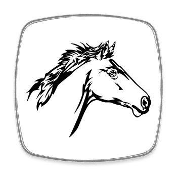 Tête de cheval en course - Magnet carré - blanc - Devant