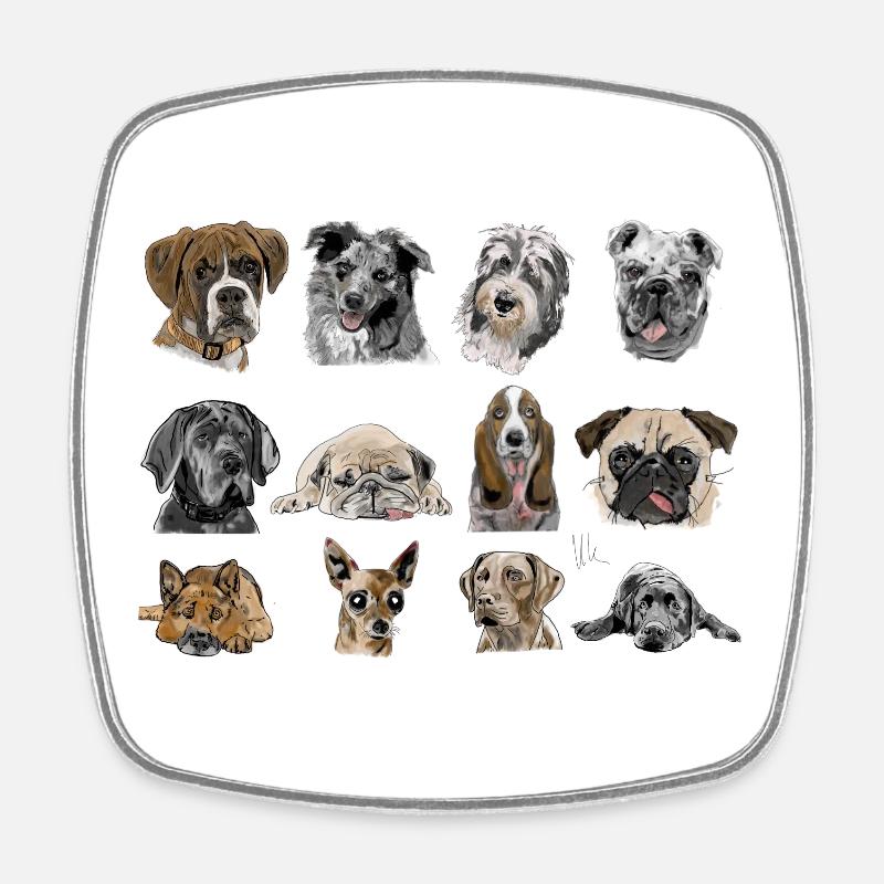 Dogs - Square fridge magnet - white