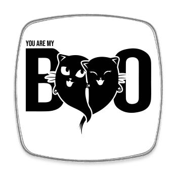 Cat Ghost - You are my boo - Heart - Halloween - Viereckiger Kühlschrankmagnet - Weiß - Vorne