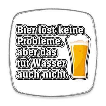 Bier löst keine Probleme, aber das tut Wasser... - Viereckiger Kühlschrankmagnet - Weiß - Vorne