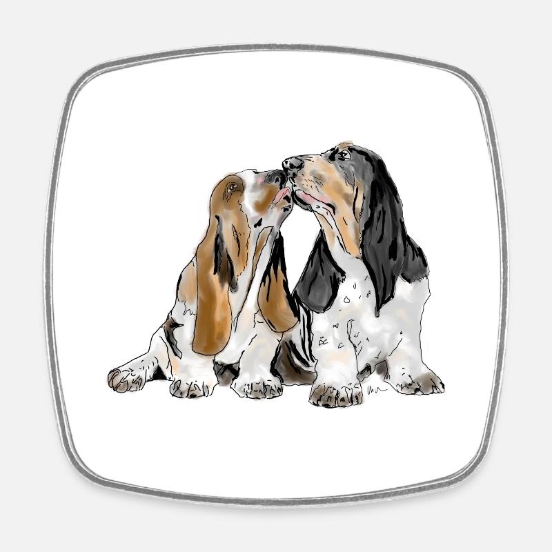 Basset - Square fridge magnet - white