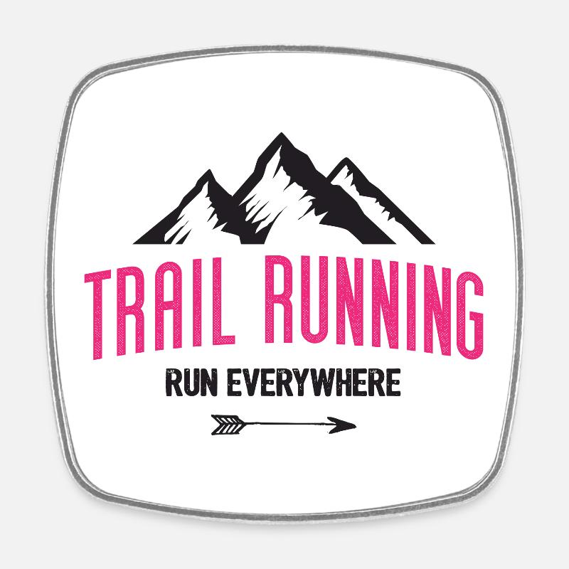 Trail Running – Courez partout - Magnet carré - blanc