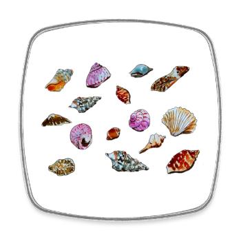 Bunte Muscheln Meeresmuster - Viereckiger Kühlschrankmagnet - Weiß - Vorne