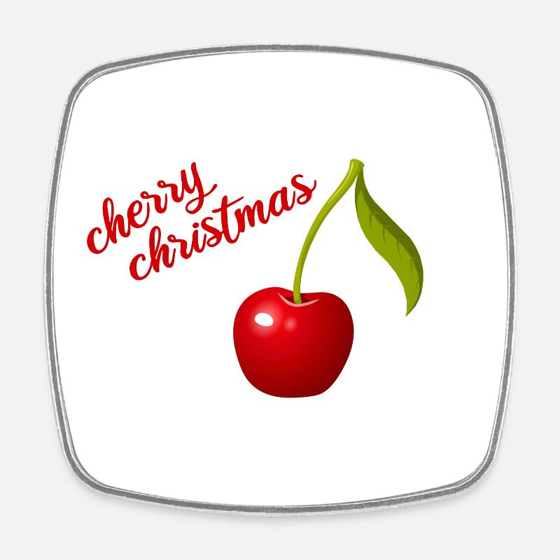 cherry christmas - Viereckiger Kühlschrankmagnet - Weiß