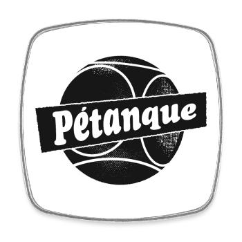 Tenue pétanque Boulekugel pour Bouler Boule - Magnet carré - blanc - Devant