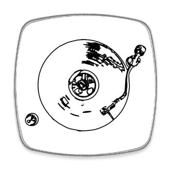 Record player - Square fridge magnet - white - Front