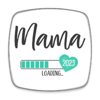 Mama Loading 2023 Herz Junge Werdende Mama - Viereckiger Kühlschrankmagnet - Weiß - Vorne