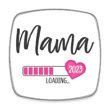 Mama Loading 2023 Herz Mädchen Rosa Werdende Mama - Viereckiger Kühlschrankmagnet - Weiß - Vorne