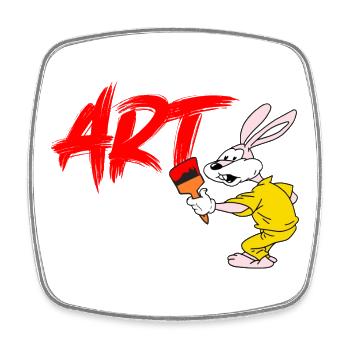 Serge le Lapin artiste - Magnet carré - blanc - Devant