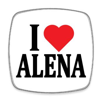t-shirt I love Alena t-shirt gift idea - Square fridge magnet - white - Front