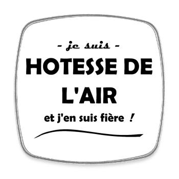 fier d être hôtesse de l air - Magnet carré - blanc - Devant