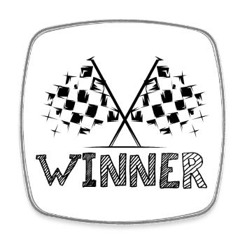 Vainqueur Flag Car Racing Icons Logo icône Équipe - Magnet carré - blanc - Devant