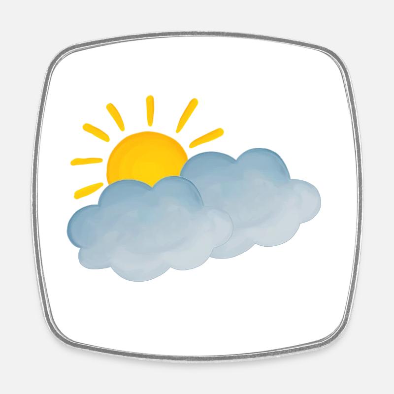 Weather cloudy cheerful - Square fridge magnet - white
