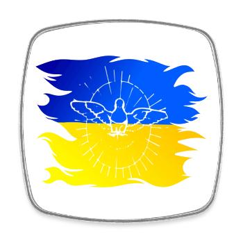 Drapeau de l’Ukraine avec colombe de la paix - Magnet carré - blanc - Devant