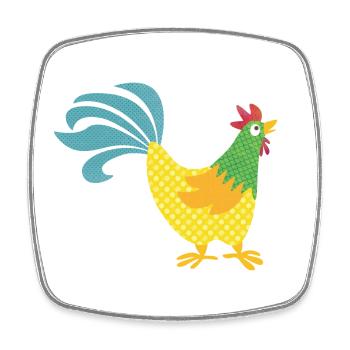 Rooster pattern colorful Easter Farmer Animal love colorful - Square fridge magnet - white - Front