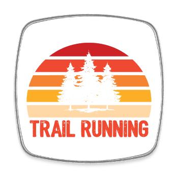 Trail Running - Magnet carré - blanc - Devant