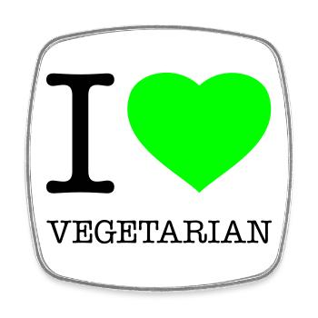 I LOVE VEGETARIAN Vegetarisch Vegetarier - Viereckiger Kühlschrankmagnet - Weiß - Vorne