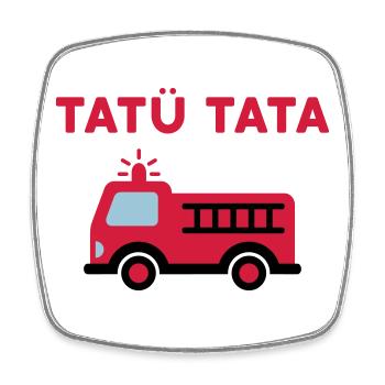 Tatü tata (Feuerwehrauto mit Leiter) - Viereckiger Kühlschrankmagnet - Weiß - Vorne