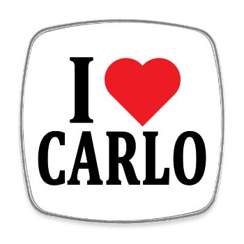 T-shirt I love Carlo t-shirt gift idea - Square fridge magnet - white - Front