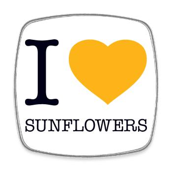 I LOVE SUNFLOWERS SUNFLOWER - Square fridge magnet - white - Front