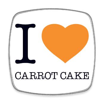 I LOVE CARROT CAKE Karottenkuchen - Viereckiger Kühlschrankmagnet - Weiß - Vorne