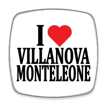 T-Shirt Ich liebe Villanova Monteleone Sardinien - Viereckiger Kühlschrankmagnet - Weiß - Vorne