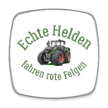 Echte Helden fahren rote Felgen! - Viereckiger Kühlschrankmagnet - Weiß - Vorne