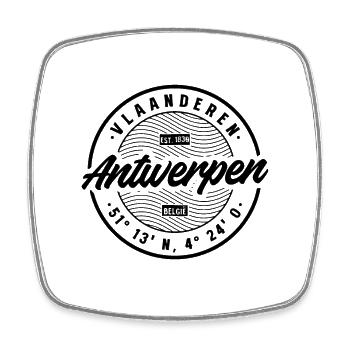 Antwerpen Retro Badge - Viereckiger Kühlschrankmagnet - Weiß - Vorne