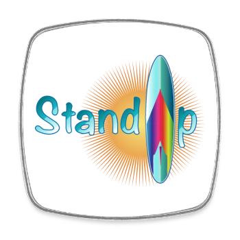 sunny stand up paddling lettering with board - Square fridge magnet - white - Front