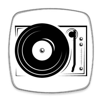dj vinyl Platten turntable Symbol Icon - Viereckiger Kühlschrankmagnet - Weiß - Vorne