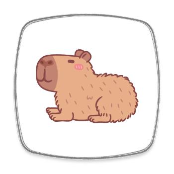 Cute Resting Capybara Doodle - Square fridge magnet - white - Front