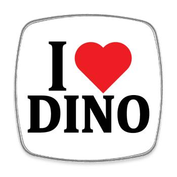 T-Shirt Ich liebe Dino T-Shirt Geschenkidee - Viereckiger Kühlschrankmagnet - Weiß - Vorne