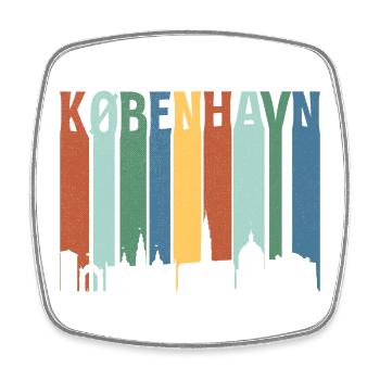 København Neon Skyline Pattern - Square fridge magnet - white - Front