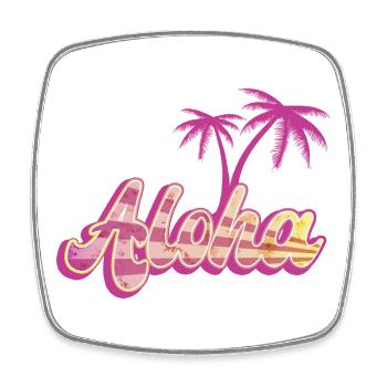 Aloha Palme - Viereckiger Kühlschrankmagnet - Weiß - Vorne