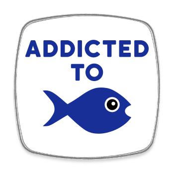 Addicted to fish (Fisch mit großem Auge) - Square fridge magnet - white - Front