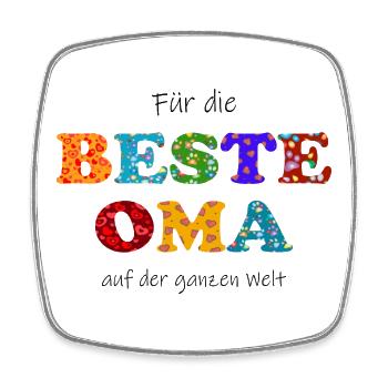 Beste Oma - auf der ganzen Welt - Danke - Viereckiger Kühlschrankmagnet - Weiß - Vorne