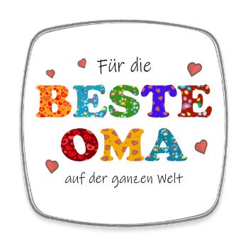 Beste Oma - auf der ganzen Welt - Danke Geschenk - Viereckiger Kühlschrankmagnet - Weiß - Vorne