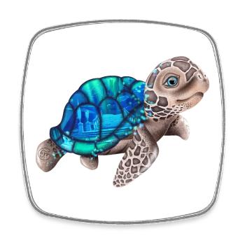 Tortue mignonne Atlantis - Magnet carré - blanc - Devant