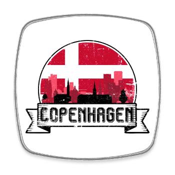 Kopenhagener Skyline-Abzeichen - Viereckiger Kühlschrankmagnet - Weiß - Vorne
