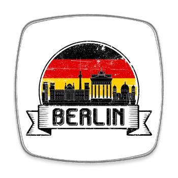 Wappen der Berliner Skyline - Viereckiger Kühlschrankmagnet - Weiß - Vorne
