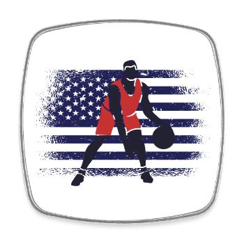 Basketball Fan Jersey USA Flag - Square fridge magnet - white - Front