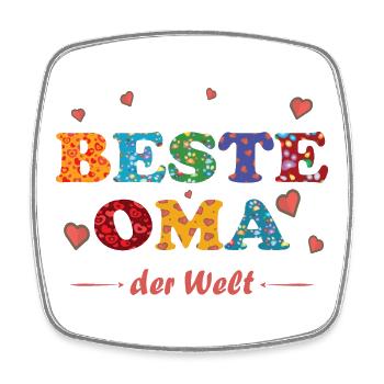 Beste Oma - auf der ganzen Welt - Danke - Viereckiger Kühlschrankmagnet - Weiß - Vorne