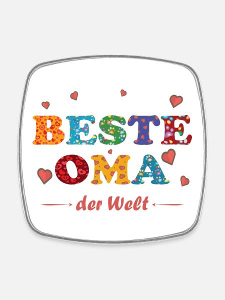 Beste Oma - auf der ganzen Welt - Danke - Viereckiger Kühlschrankmagnet - Weiß