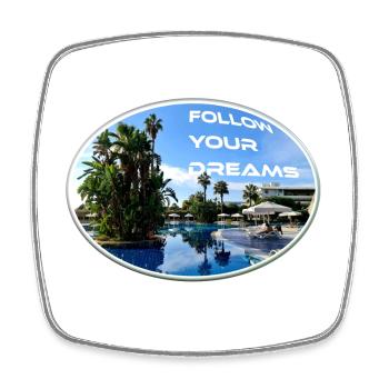 Dreams Holiday Follow Sun Beach Palm Trees - Square fridge magnet - white - Front