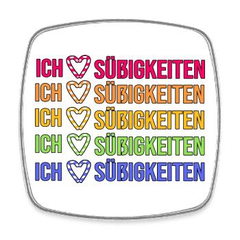 Ich Liebe Süßigkeiten Herz Naschkatzen Statement - Viereckiger Kühlschrankmagnet - Weiß - Vorne
