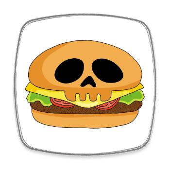 Burger skull - Square fridge magnet - white - Front